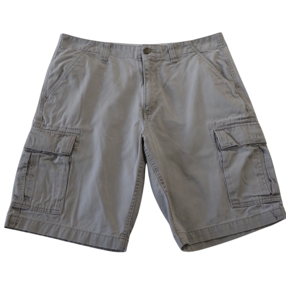 Eddie Bauer Legend Gray Cargo Shorts Mens 35 Cotton Twill Outdoor Utility